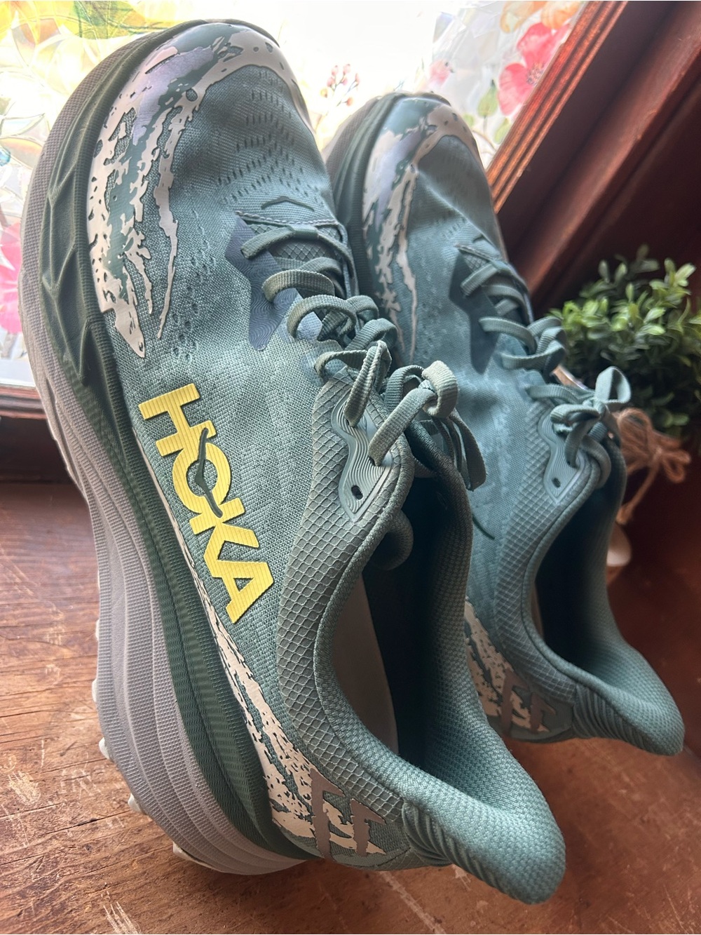 Men’s Hoka Stinson7 Trail Running Shoes Fern Green Color Size 15D